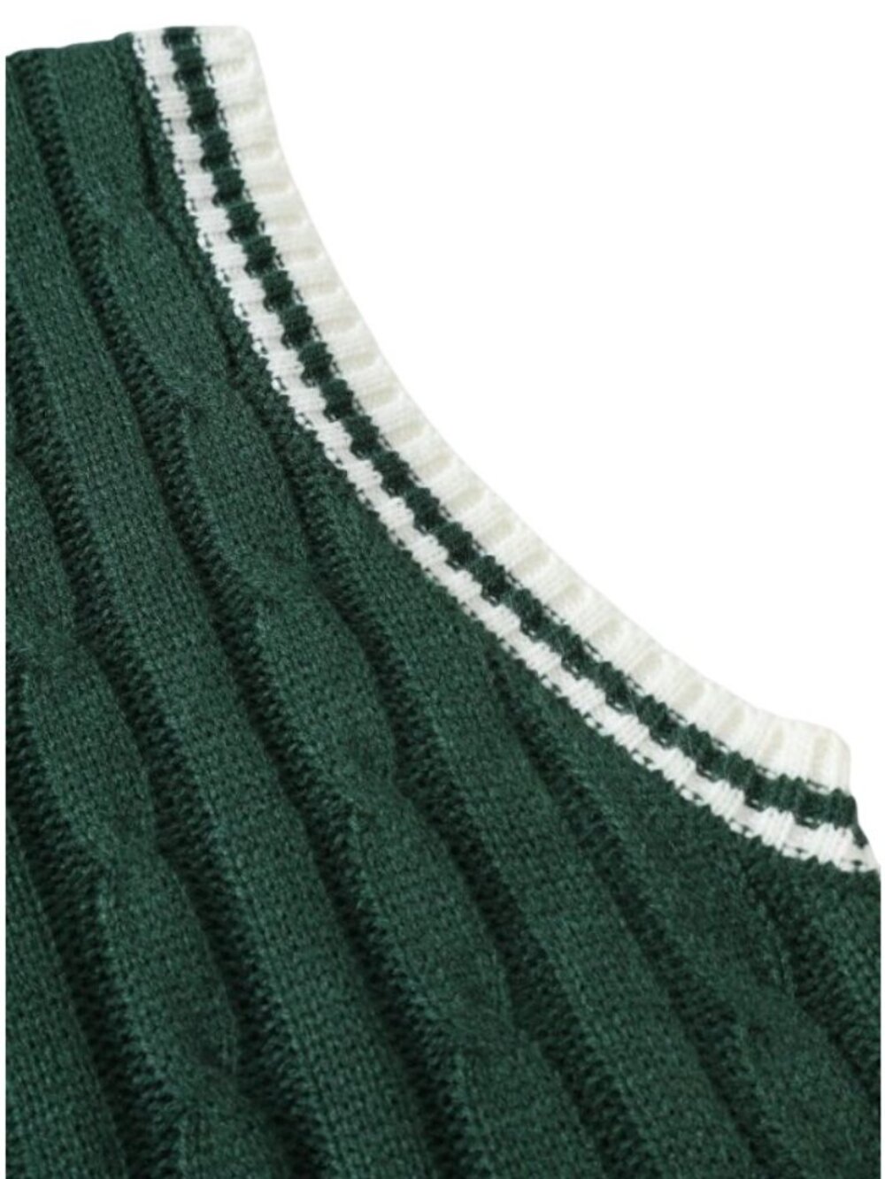 Manfinity Unisex Adult Dark Green Cable Knit V-Neck Sweater Vest Size‎ Large - Picture 13 of 16